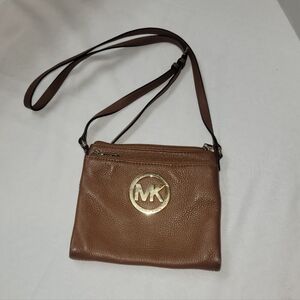 Michael Kors Brown Leather Crossbody Shoulder Bag Purse
